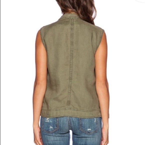 Michael Stars Linen Military Zip Up Vest SZ M - Picture 2 of 4